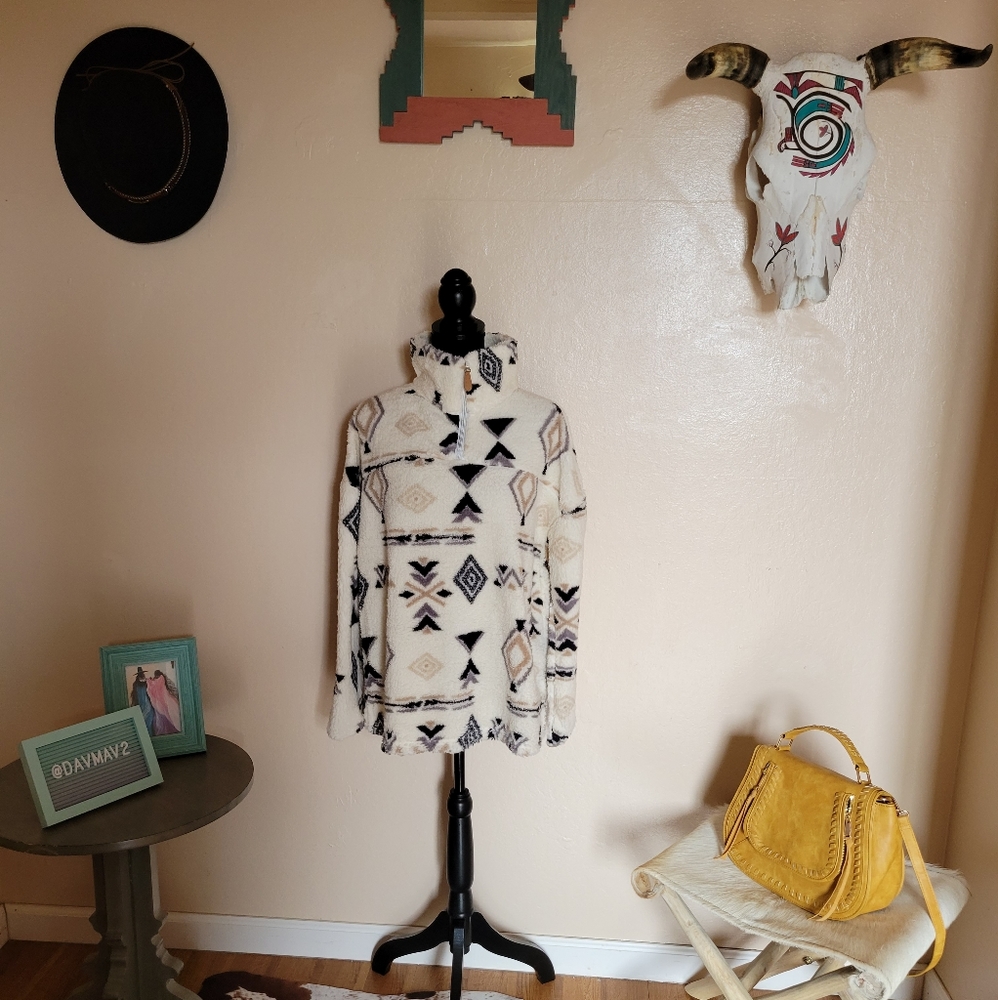 CAMPER Soft Tribal Quarter Zip Pullover - Picture 7 of 16